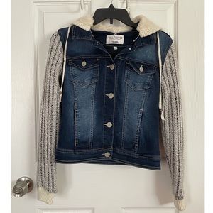 Wallflower Mixed Media Sweater Jean Jacket